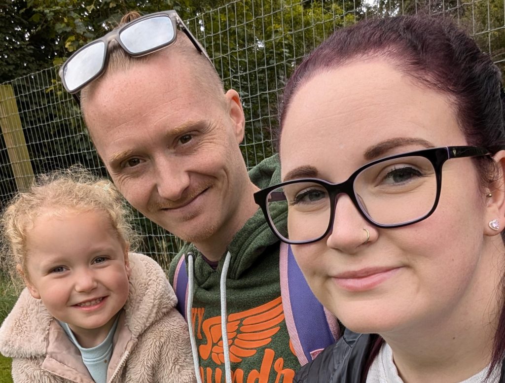 Robert with his wife and daughter as we launch the press-up challenge fundraiser